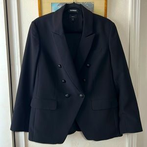 Express Double Breasted Novelty Button Blazer -  Black - L